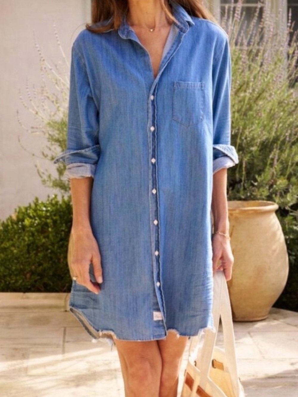 Frank & Eileen Women’s Mary Shirt Dress Long Sleeve Denim Size Small Linen